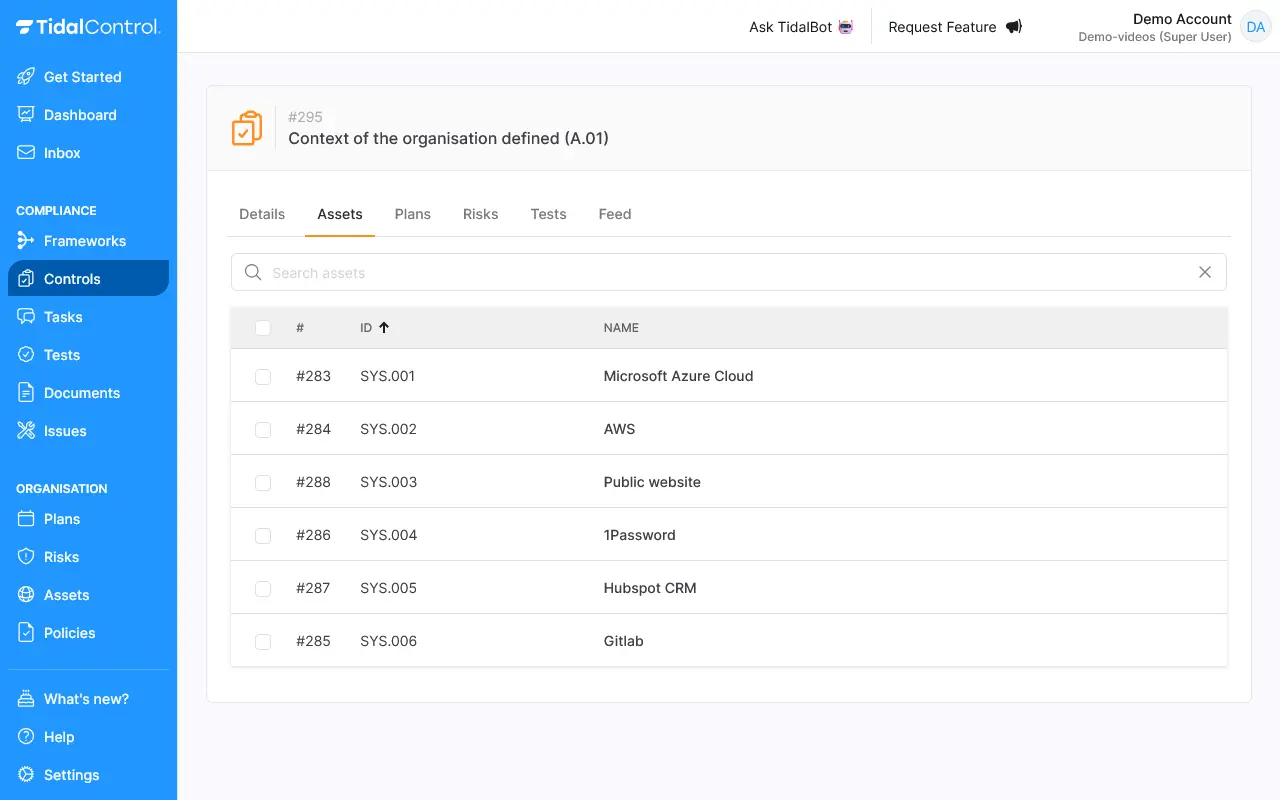 Frameworks settings assets